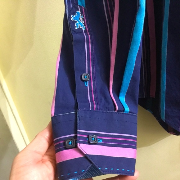 Bugatchi 100% cotton striped long sleeve shirt - Picture 7 of 9